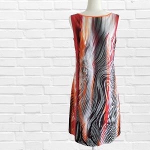 Elie Tahari Colorful Art Snake Print  Sleeveless Sheath Dress Size 8